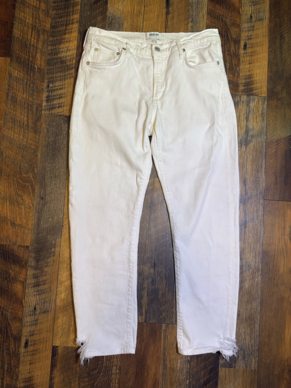 AGOLDE Toni White Jeans distressed ankles Size 29